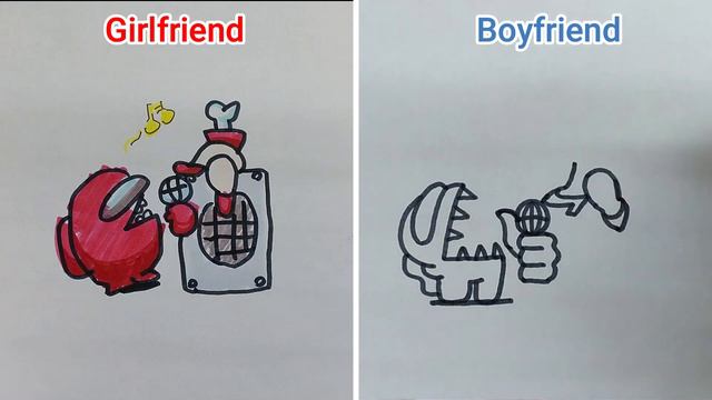 Girlfriend vs Boyfriend！Friday Night Funkin' Girlfriend × Among Us Impostor Drawing Challenge смотреть онлайн