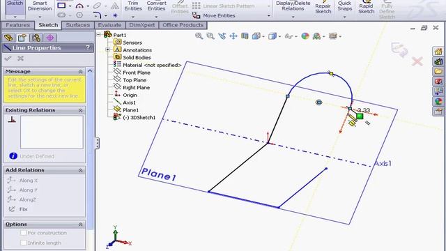 14 SOLIDWORKS Surface Design ( 3D Sketch With Plane ) смотреть онлайн