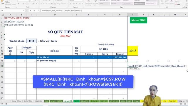Hướng Dẫn Làm Sổ Sách Kế Toán Trên Excel | Bài 6: Cách Lập Sổ Quỹ Tiền Mặt Tự Động смотреть онлайн