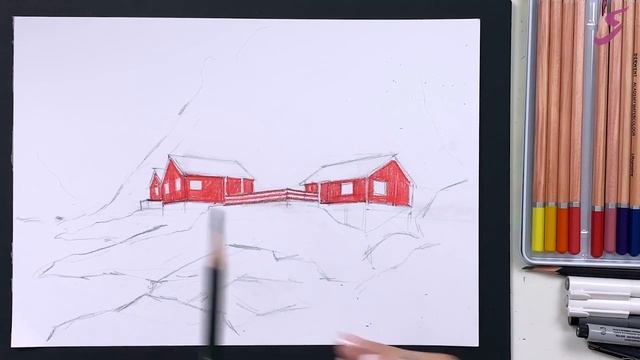 Рисунок. Графика . Угловая перспектива с двумя точками схода смотреть онлайн