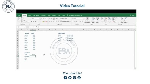 MS Excel Formula- SUM, Average, MAX, MIN смотреть онлайн