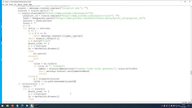 Python Discord Bot erstellen #023.7 Musik YouTube-Playlists смотреть онлайн
