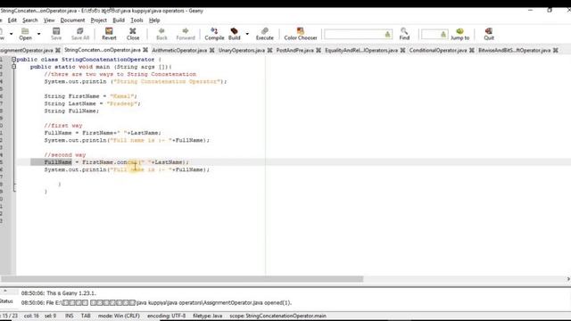 Assignment Operator,String Concatenation Operator & Arithmetic Operator смотреть онлайн