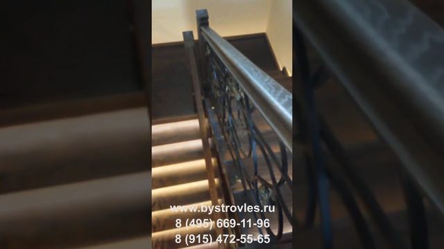 Лестница из ясеня с подстветкой и ковкой смотреть онлайн