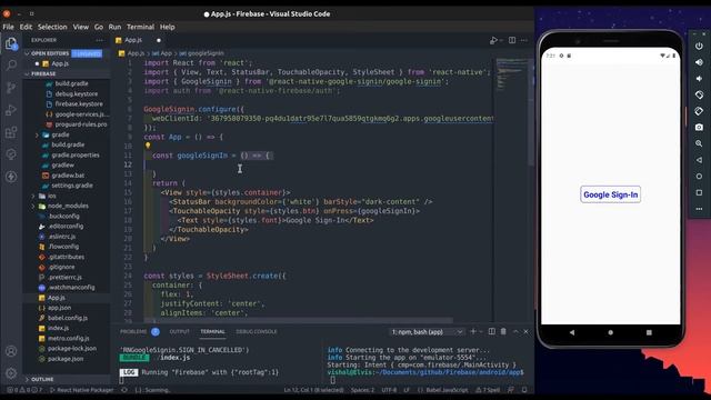 Google SignIn Using React Native with Firebase | Google Login | React-Native смотреть онлайн