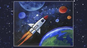Космос. Ракета. Рисунок на День Космонавтики.
