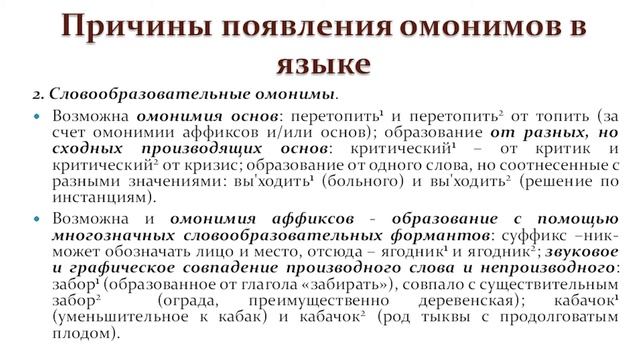 Видеолекция "Омонимия" смотреть онлайн