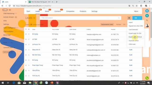 Hướng dẫn cách xuất danh sách khách hàng từ Bitrix24 ra file excel смотреть онлайн