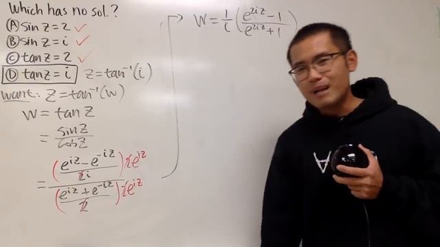 which equation has no solutions: sin(z)=2, sin(z)=i, tan(z)=2, tan(z)=i? смотреть онлайн
