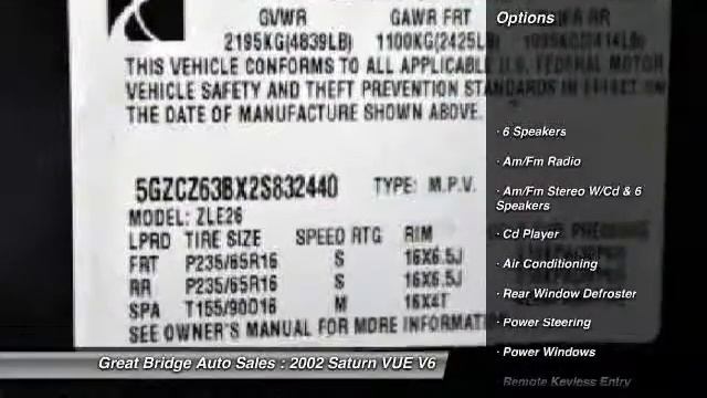 2002 Saturn VUE V6 Chesapeake VA 23320 смотреть онлайн