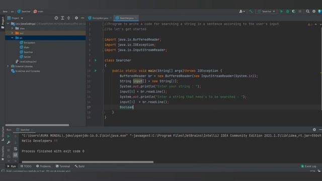 Searching a string from a sentence using java . смотреть онлайн