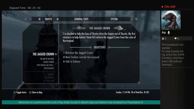 LordHircine30's Live PS4 Broadcast(Elder Scrolls 5 Skyrim Special Edition  No Mods)Episode 18