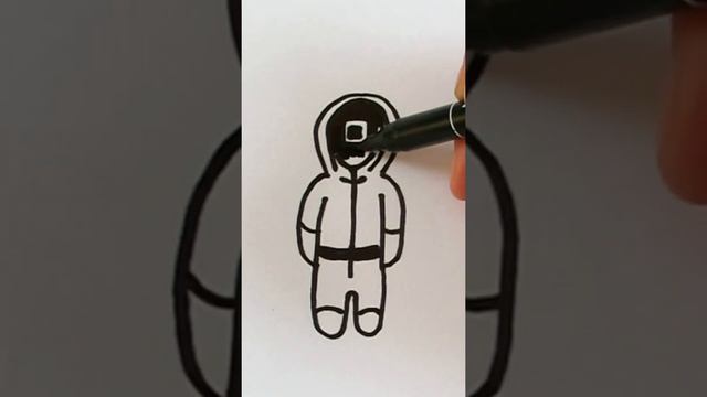 Как нарисовать персонажа из кальмара - Игра в кальмара нарисовать просто #shorts смотреть онлайн