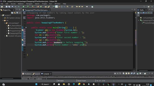 Swapping of two numbers in java by using Scanner class смотреть онлайн