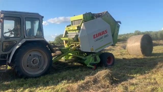 Заготавливаем сено Пресс-подборщиком Claas Variant 280 в паре с родным МТЗ 80). красивые рулонны. смотреть онлайн