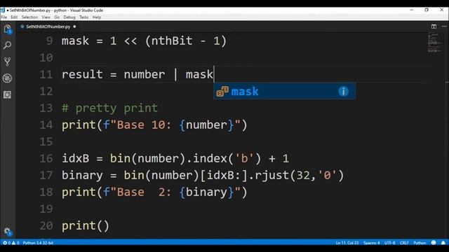 bitwise op set nth bit in python ? смотреть онлайн