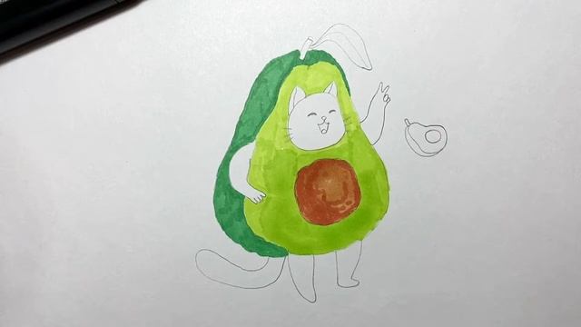 Как нарисовать Кот в костюме авокадо ?/ Рисунки для детей / Рисунки для начинающих смотреть онлайн