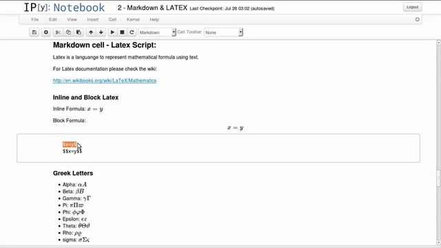 2. Markdown & LaTeX - IPython Notebook Tutorial смотреть онлайн