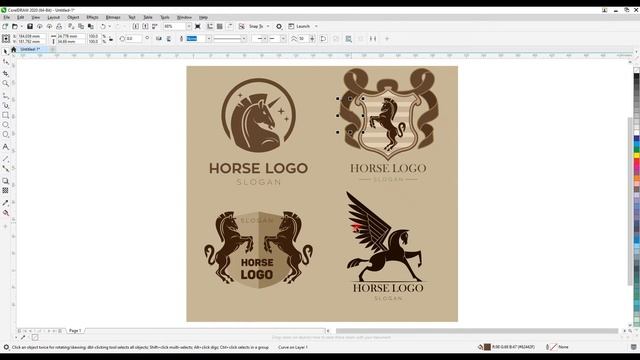 European Logotype Templates Flat Retro Horse Unicorn Sketch - Adobe Illustrator & CorelDRAW смотреть онлайн
