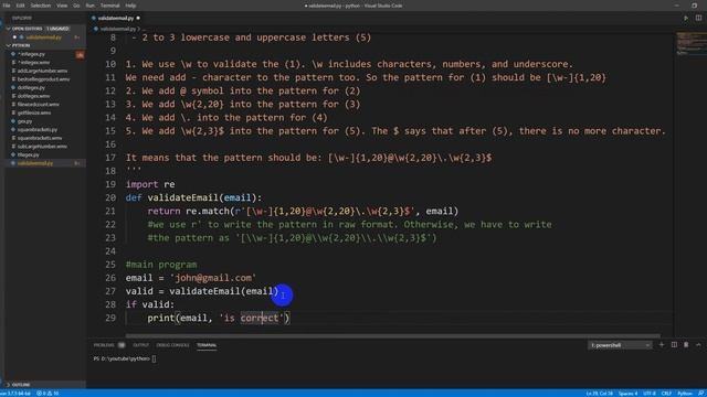 Validate the email address using Regex in Python смотреть онлайн