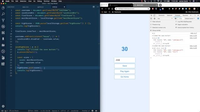 Build a Quiz App (8) - Save High Scores in Local Storage смотреть онлайн