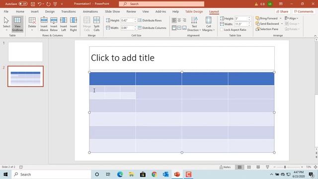 How to Split and Merge Cells of a Table in Power Point - Office 365 смотреть онлайн
