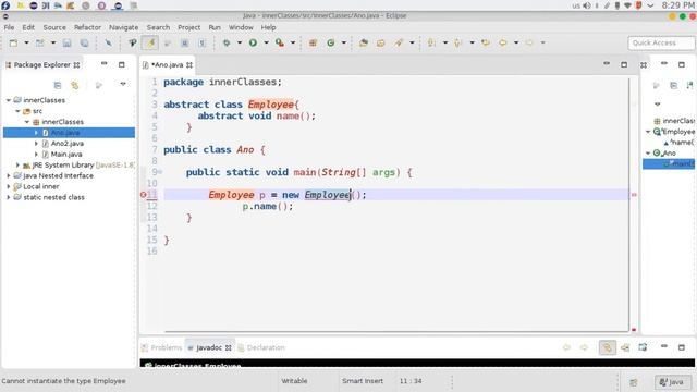 101 Java advanced Anonymous innerClass كلاس الداخلي المجهول смотреть онлайн