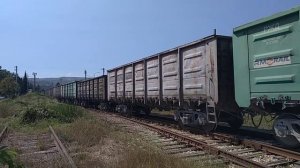 «Длинный состав!» Тепловоз 2ТЭ116-1460 с длинным грузовым поездом прибывает на станцию Золотая балк