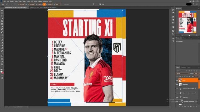 FREE PSD ? | Mancheter United Line Up Design ? | Photoshop Tutorial смотреть онлайн