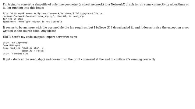 GIS: Problem with read_shp() in NetworkX смотреть онлайн