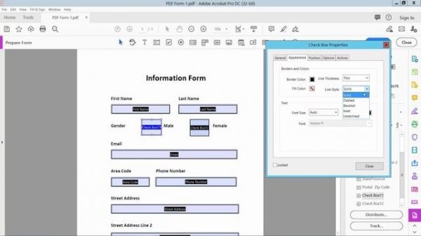 How to add a Checkbox in a PDF using Adobe Acrobat Pro DC