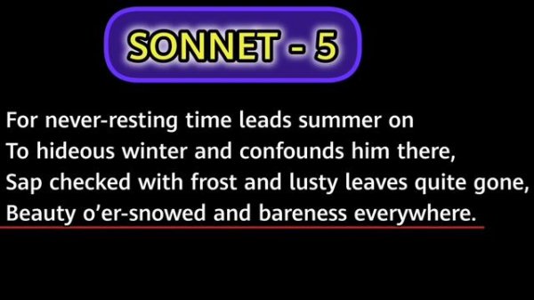 Sonnet 5 | Sonnet 5 Shakespeare | Shakespeare's sonnet 5| Sonnet #english #literature