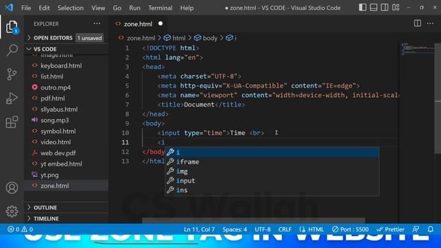 How to Add Time Date Month in Html part -23 @cs_wallah смотреть онлайн