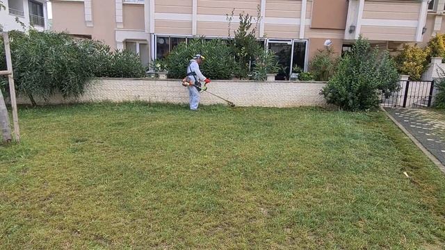 OLEO MAC 753 T Used For Mowing Overgrown Grass In Playground - FULL HD FREE VIDEO #nocopyright