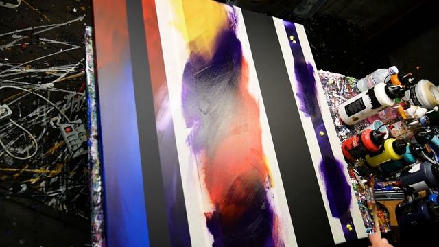 Abstract Painting Demonstration In Acrylics Using Masking Tape And Splatter - Iberis