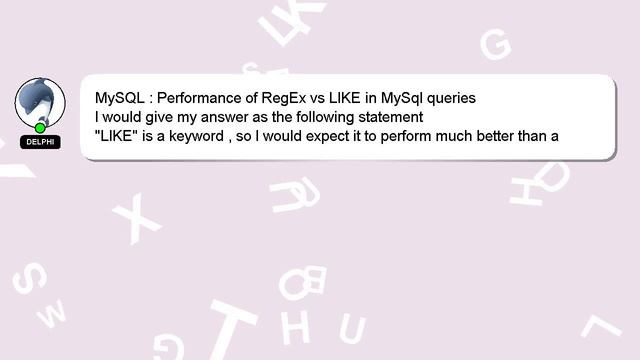 MySQL : Performance of RegEx vs LIKE in MySql queries смотреть онлайн