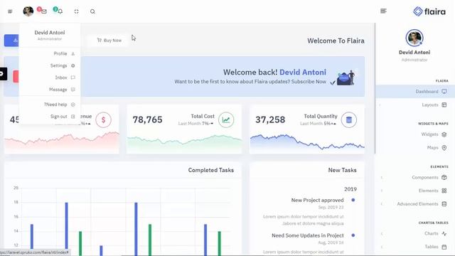 Flaira - Laravel Boostrap UI Dashboard Html template смотреть онлайн