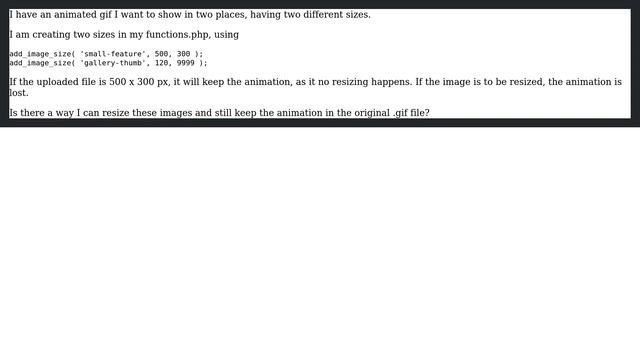 Wordpress: Can a thumbnail of an animated gif be animated? смотреть онлайн
