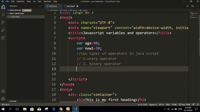 Variables and operators in javascript | Javascript Front end development tutorial 2021 | Tutorial#1 смотреть онлайн