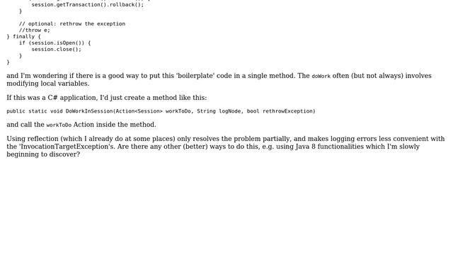 Software Engineering: How to reuse boilerplate code for Hibernate session management? смотреть онлайн