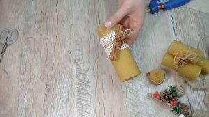 Простая свеча из вощины / НОВОГОДНИЙ декор свечей / подарок своими руками /DIY Yuli at home