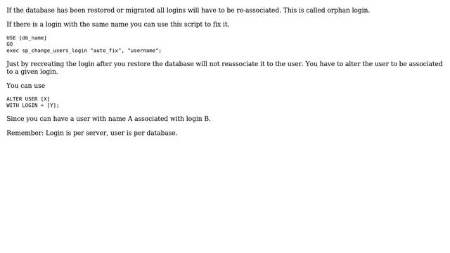 SQL 2008. I have user in a db which has no login on the server. How is it possible? (2 Solutions!!) смотреть онлайн