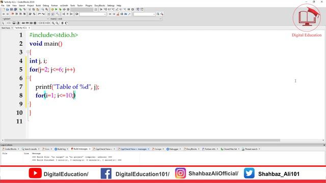 Activity 4.2 |C Program to print tables 2,3,4,5 and 6|10th Computer |Chapter # 4|@DigitalEducation1 смотреть онлайн