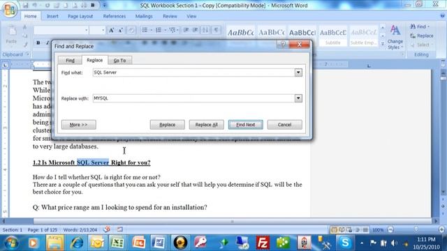 How To Find And Replace Text Word 2010, Word 2007, Word 2013, Word 2016 Tutorial For Beginners
