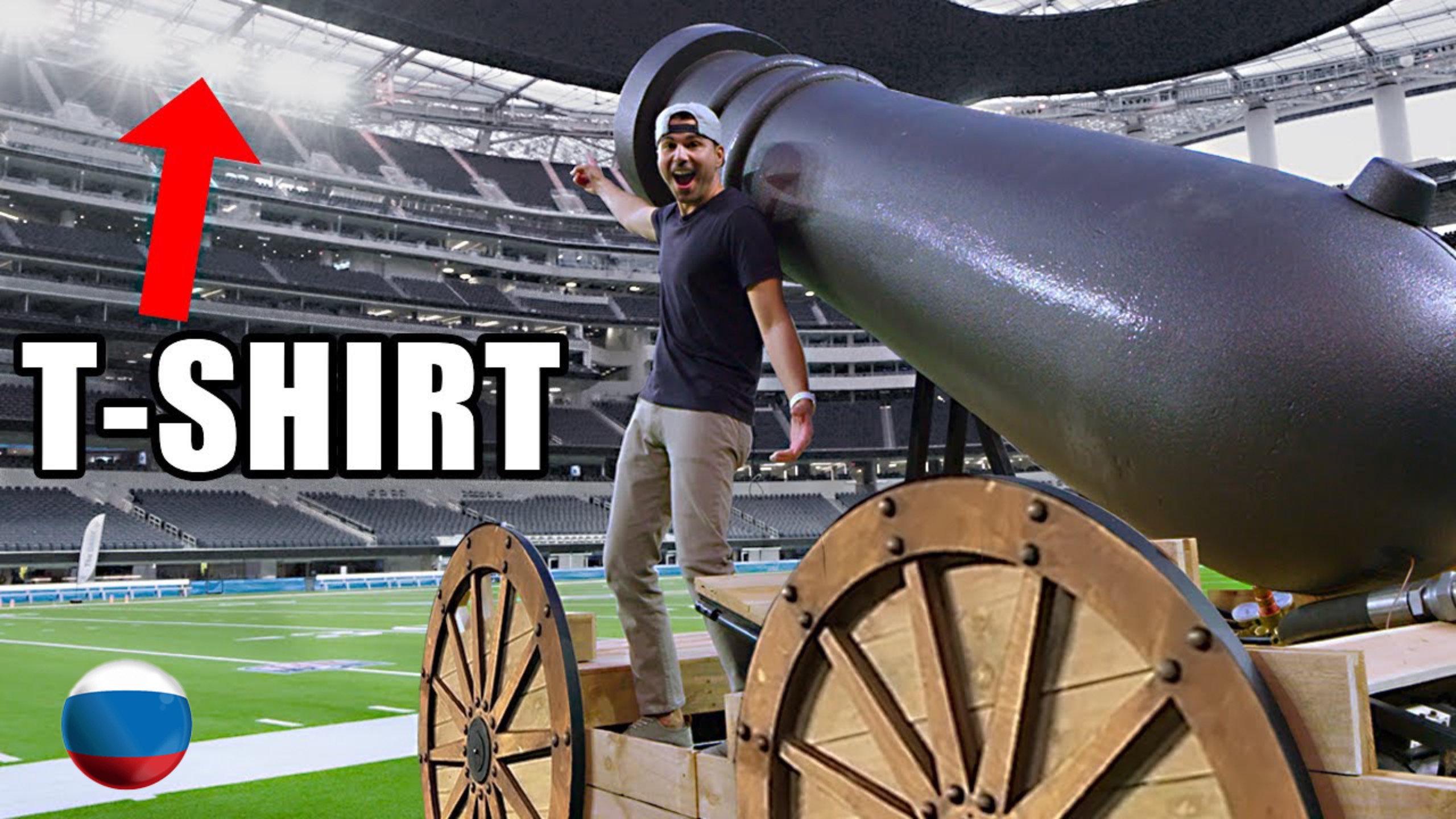 [Mark Rober] Самая Большая Пушка для Футболок в мире (пробивает крышу) [Марк Робер]