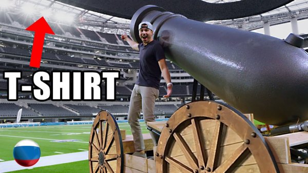 [Mark Rober] Самая Большая Пушка для Футболок в мире (пробивает крышу) [Марк Робер]