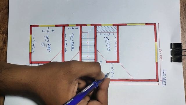 12x35 small house plan ll ? घर का नक्शा ? ll 420 sqft makan ka naksha ll 2 bedroom ghar ka drawing смотреть онлайн