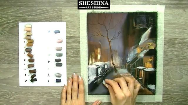 How to draw a Christmas lighting in winter street with soft pastels ? CHRISTMAS VIDEO смотреть онлайн