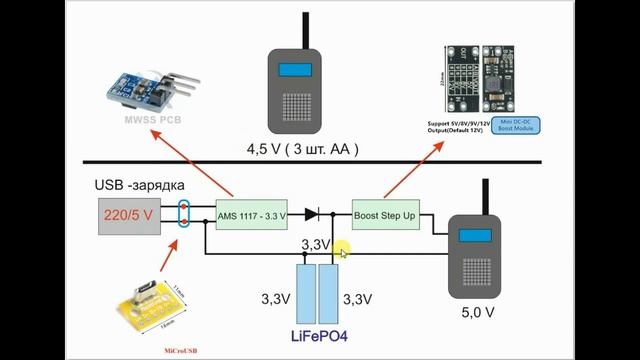Радиостанция из батареек АА на LiFePO4 схема смотреть онлайн
