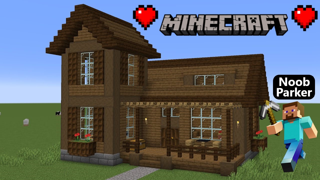 Майнкрафт - как построить деревянный дом из темного дуба, minecraft. смотреть онлайн